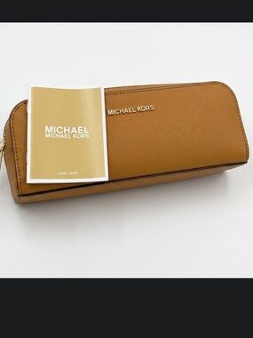 Michael Kors Yellow Pencil Case Leather bag 9"